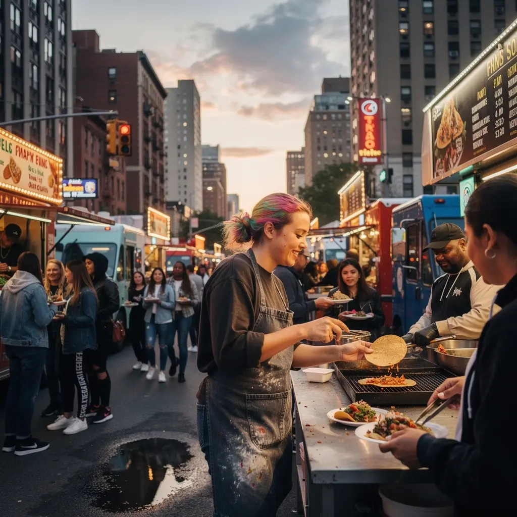 Turysta próbujący regionalnych specjałów podczas wycieczki kulinarnej.